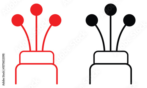 Optical cable icon. Optical fiber cable icon isolated on white background. Red and black network conceptual. Stock vector template, digital internet vector illustration.