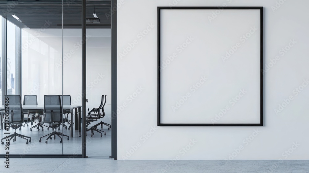Empty White Wall with a Black Frame Empty White Wall with a Black Frame