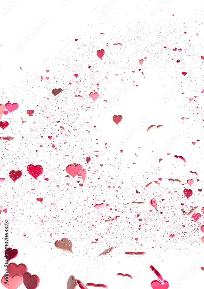 3D illustration of hearts falling 3D illustration of hearts falling