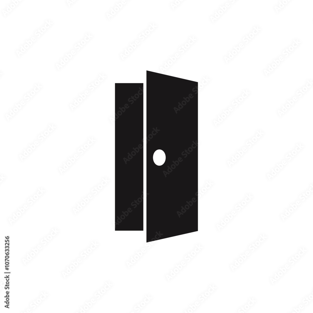 Open door icon black and white vector sign Open door icon black and white vector sign