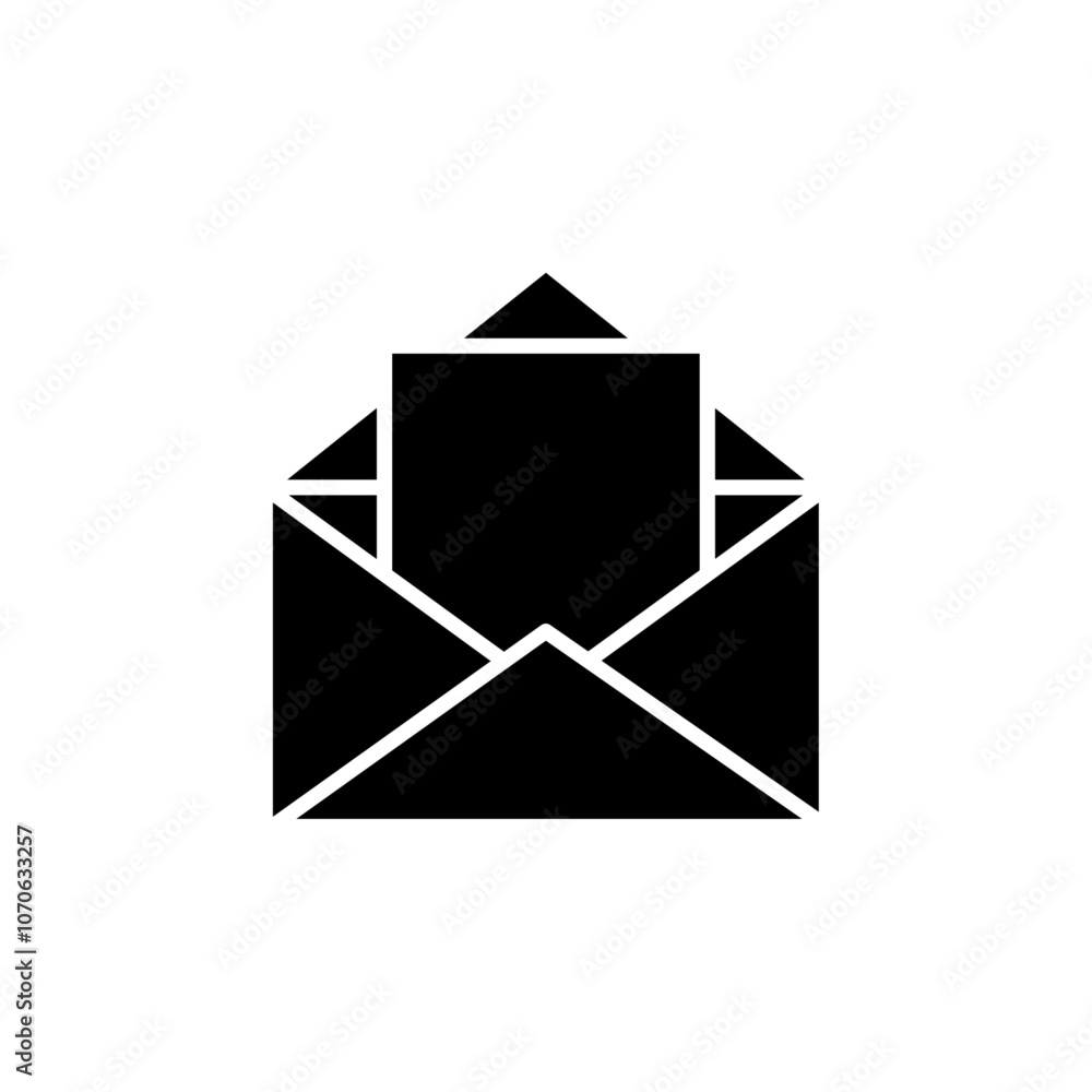 Open envelope icon black and white vector sign Open envelope icon black and white vector sign
