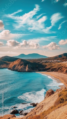 Discover the breathtaking coastal landscapes of Calblanque Natural Park featuring pristine beaches and rugged cliffs in Murcia, Spain photo