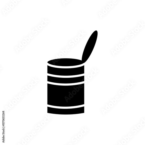 Open tin can icon black and white vector sign
