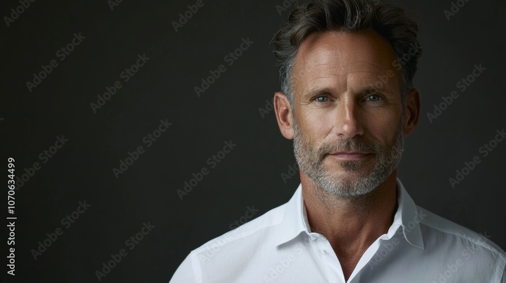 A handsome middle-aged man for a skincare product A handsome middle-aged man for a skincare product