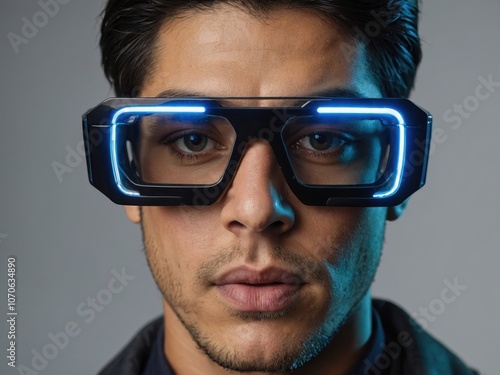 Augmented Reality Glasses – Closeup View of Stylish AR Glasses photo