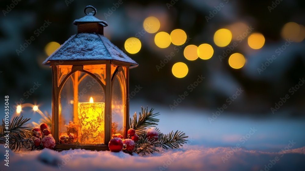 Christmas lantern on the bokeh background Christmas lantern on the bokeh background