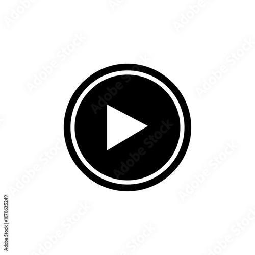 Play Button icon black and white vector sign Free Download Play Button icon black and white vector sign - GFXLoad