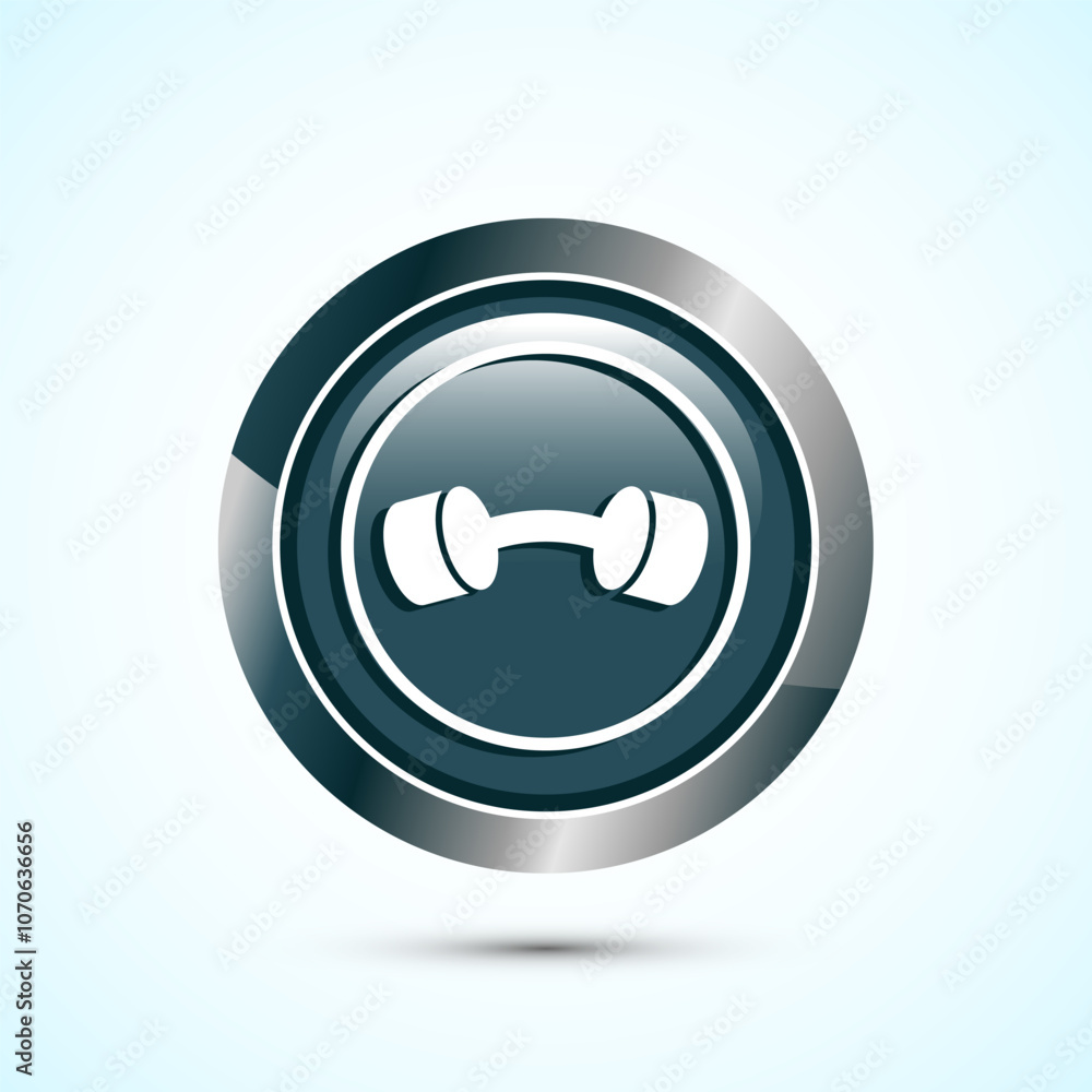 Dumbbell icon design for fitness, gym, exercise, weightlifting. Gray Color Round Button Design Dumbbell icon design for fitness, gym, exercise, weightlifting. Gray Color Round Button Design
