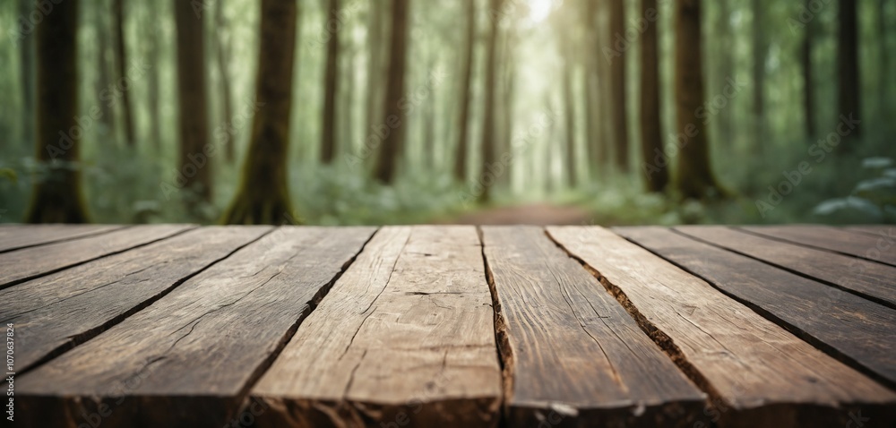 Fototapeta premium Rugged Table with Blurred Nature