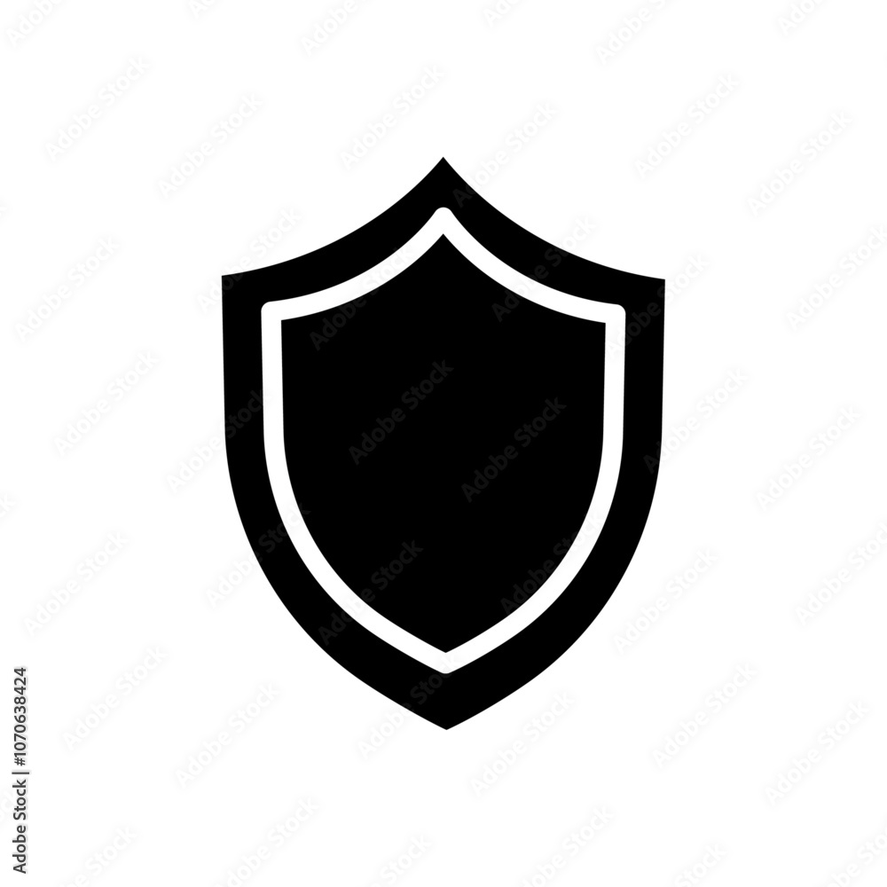 Shield icon black and white vector sign Shield icon black and white vector sign