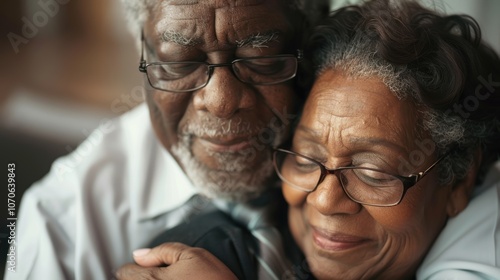 Romantic embrace of a senior couple celebrating their love and happiness during retirement, enjoying quality time together with smiles and support