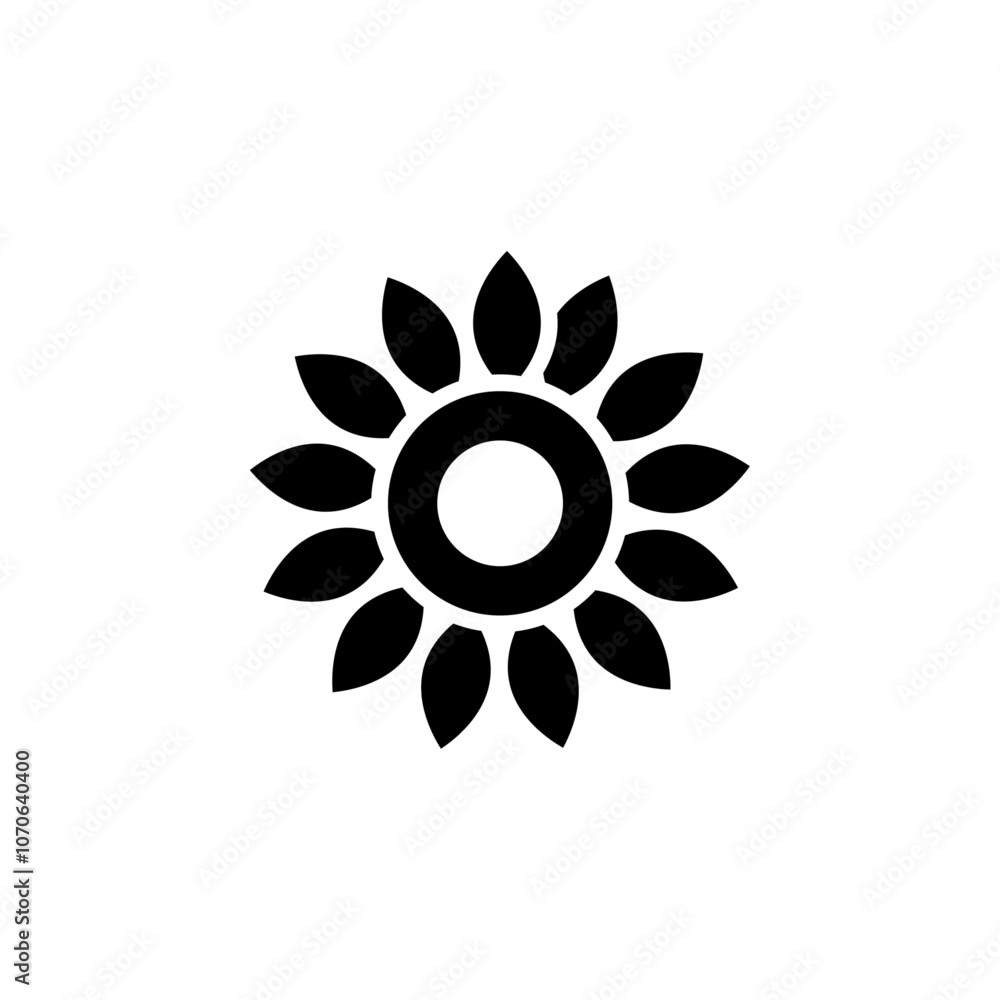 Sunflower icon black and white vector sign Sunflower icon black and white vector sign