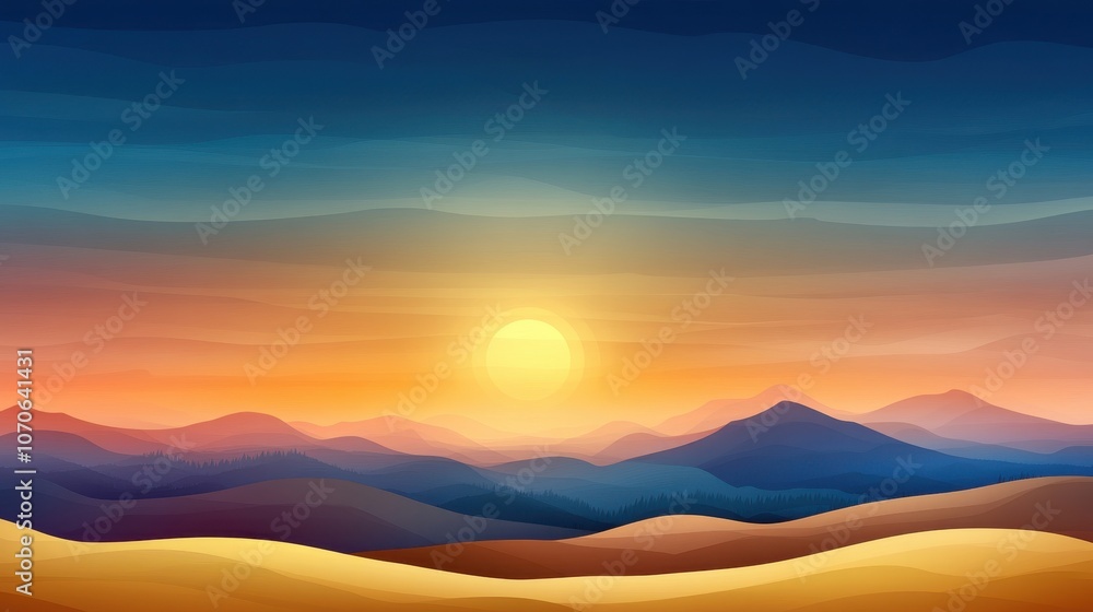 Silhouette of mountain with gradient sky, evening tones Silhouette of mountain with gradient sky, evening tones