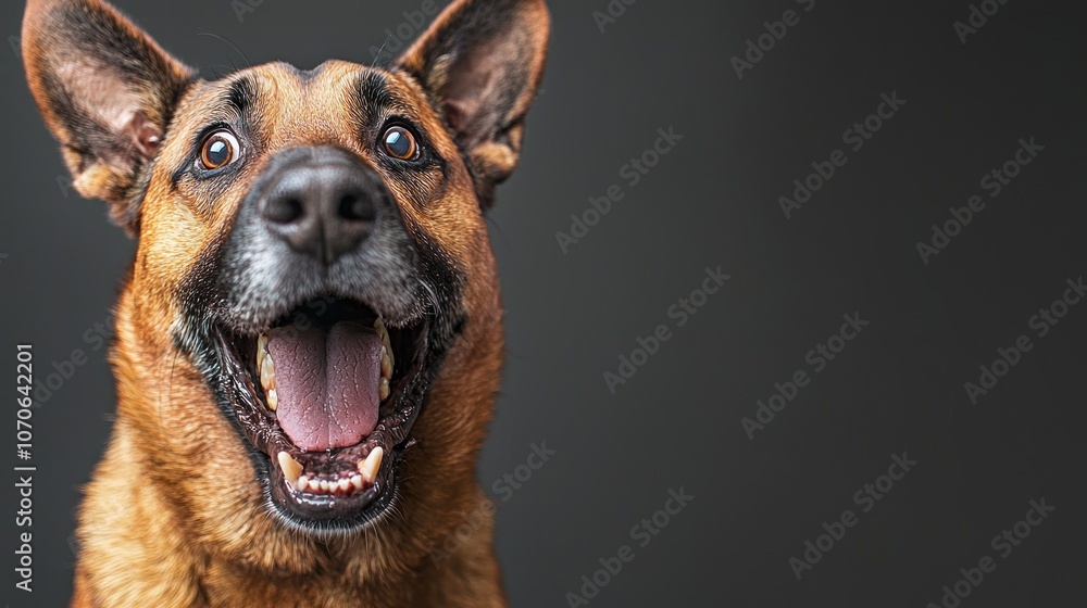 Angry and surprised dog isolated on transparent png background with a funny and excited expression Angry and surprised dog isolated on transparent png background with a funny and excited expression