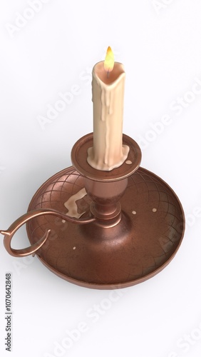 copper candlestick with white background