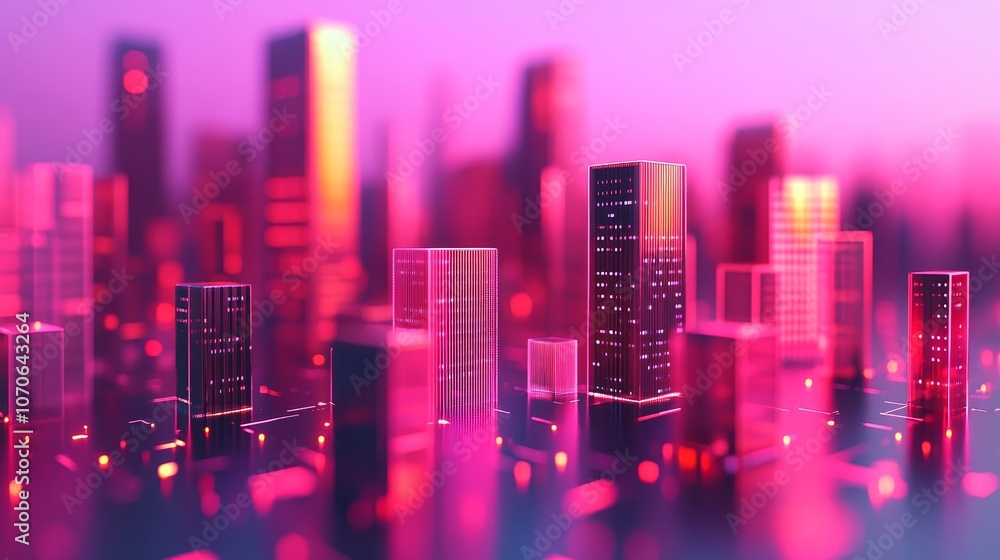 A vibrant cityscape with glowing skyscrapers in a futuristic setting. A vibrant cityscape with glowing skyscrapers in a futuristic setting.