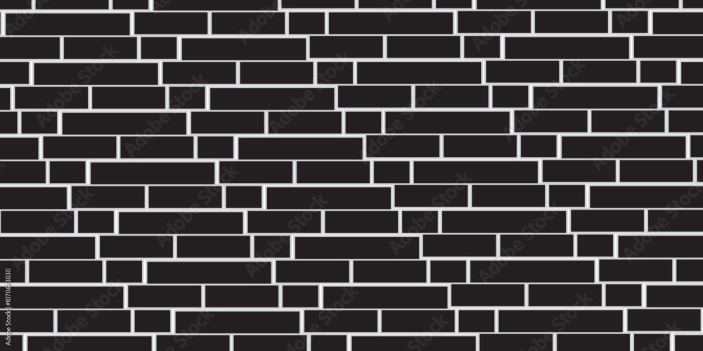 Dark black brick wall background. architecture construction stone block brick wallpaper. Brick wall seamless pattern, black isolated on white background, vector illustration. Dark black brick wall background. architecture construction stone block brick wallpaper. Brick wall seamless pattern, black isolated on white background, vector illustration.