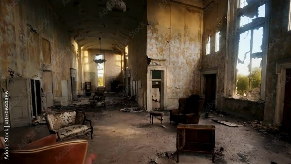 Abandoned Mansion Interior with Sunbeams Abandoned Mansion Interior with Sunbeams