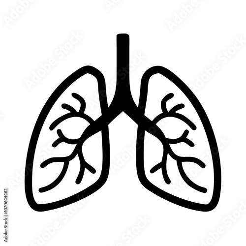 Lungs diagram icon showing bronchial structure no background