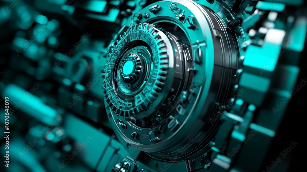 A close-up view of a futuristic mechanical component, showcasing intricate details and design. A close-up view of a futuristic mechanical component, showcasing intricate details and design.