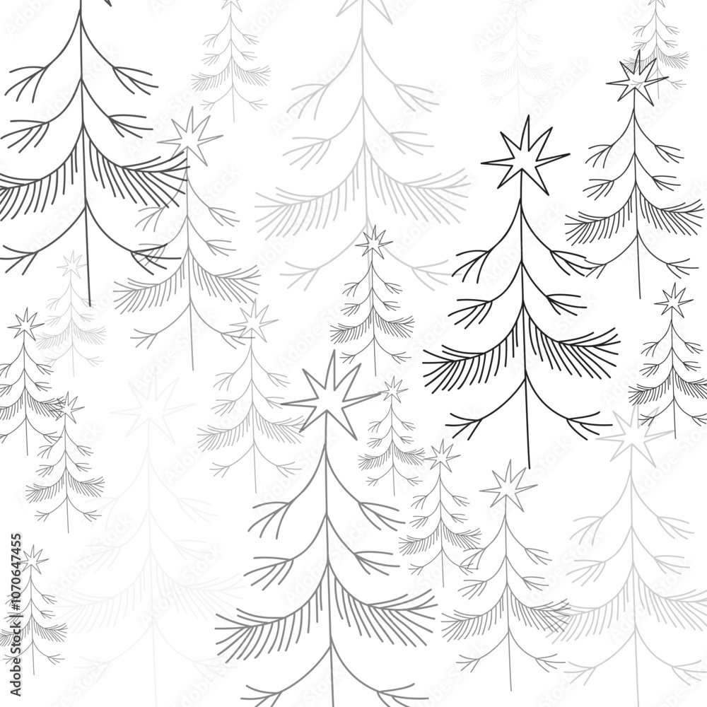 Obraz premium Line Christmas Tree Pattern