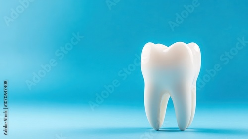 White Tooth on a Blue Background