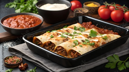 Traditional Honduran Enchiladas with Ground Beef, Lettuce, Cheese, and Tomato Sauce - Hispanic Heritage Month Cuisine