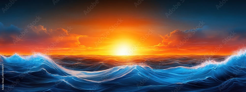 Fototapeta premium Ocean horizon with soft color transition