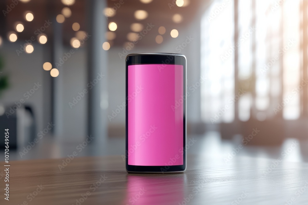 Bright Mobile Screen Icon Displayed Indoors Bright Mobile Screen Icon Displayed Indoors