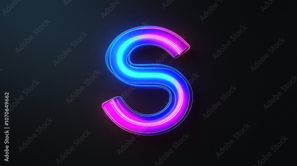 Neon Letter S Glowing in Dark Neon Letter S Glowing in Dark