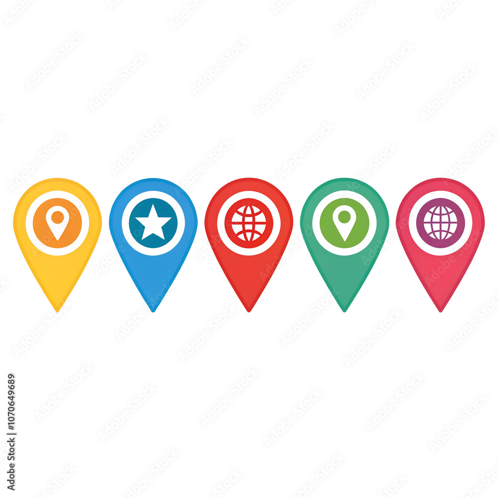 Colorful Location Pin Icons Set Isolate on transparent background cutout, PNG file, Cutout file Colorful Location Pin Icons Set Isolate on transparent background cutout, PNG file, Cutout file