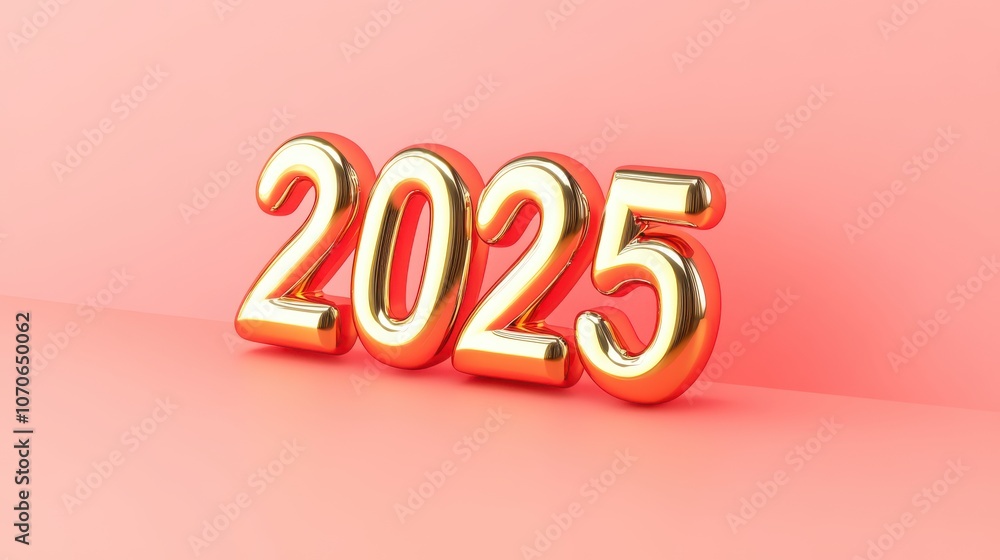 Golden numbers representing 2025 stand out against a pink background, creating a vibrant and festive atmosphere suitable for New Year celebrations and party decorations. Golden numbers representing 2025 stand out against a pink background, creating a vibrant and festive atmosphere suitable for New Year celebrations and party decorations.