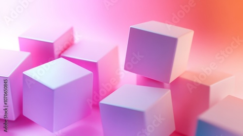 A collection of pastel-colored cube arranged on a soft gradient background.