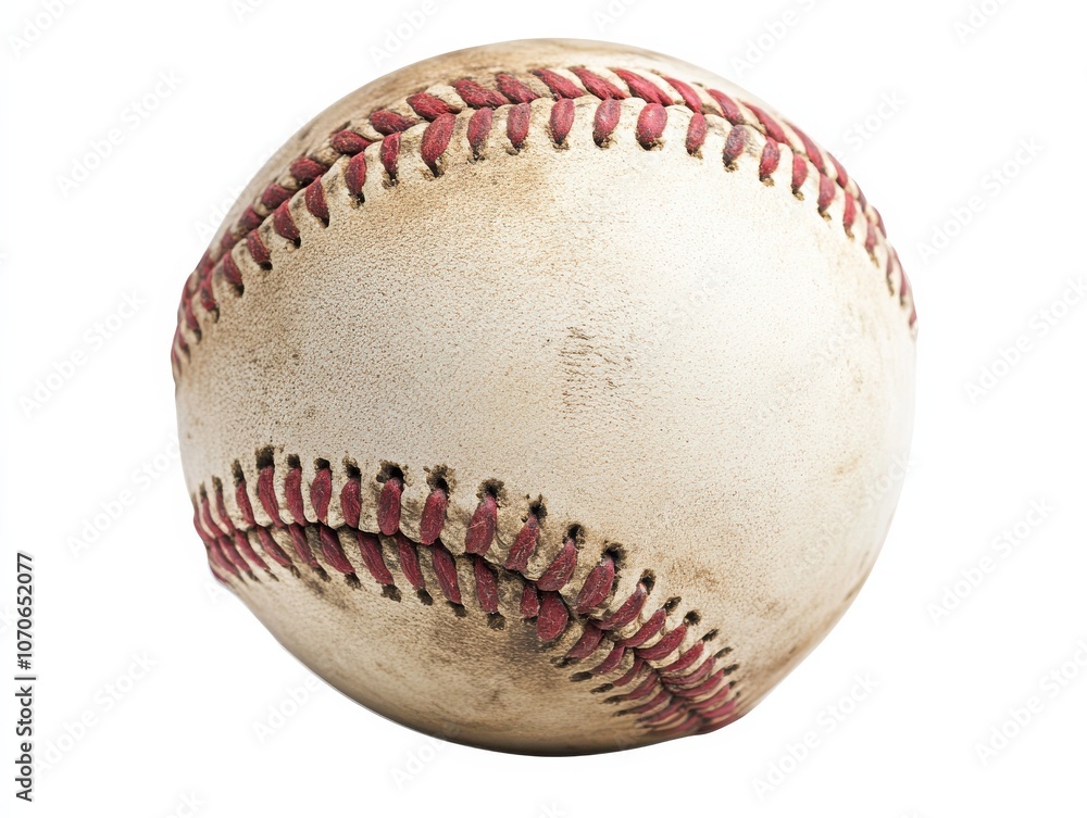 custom made wallpaper toronto digitalA well-worn baseball with red stitching against a white background.