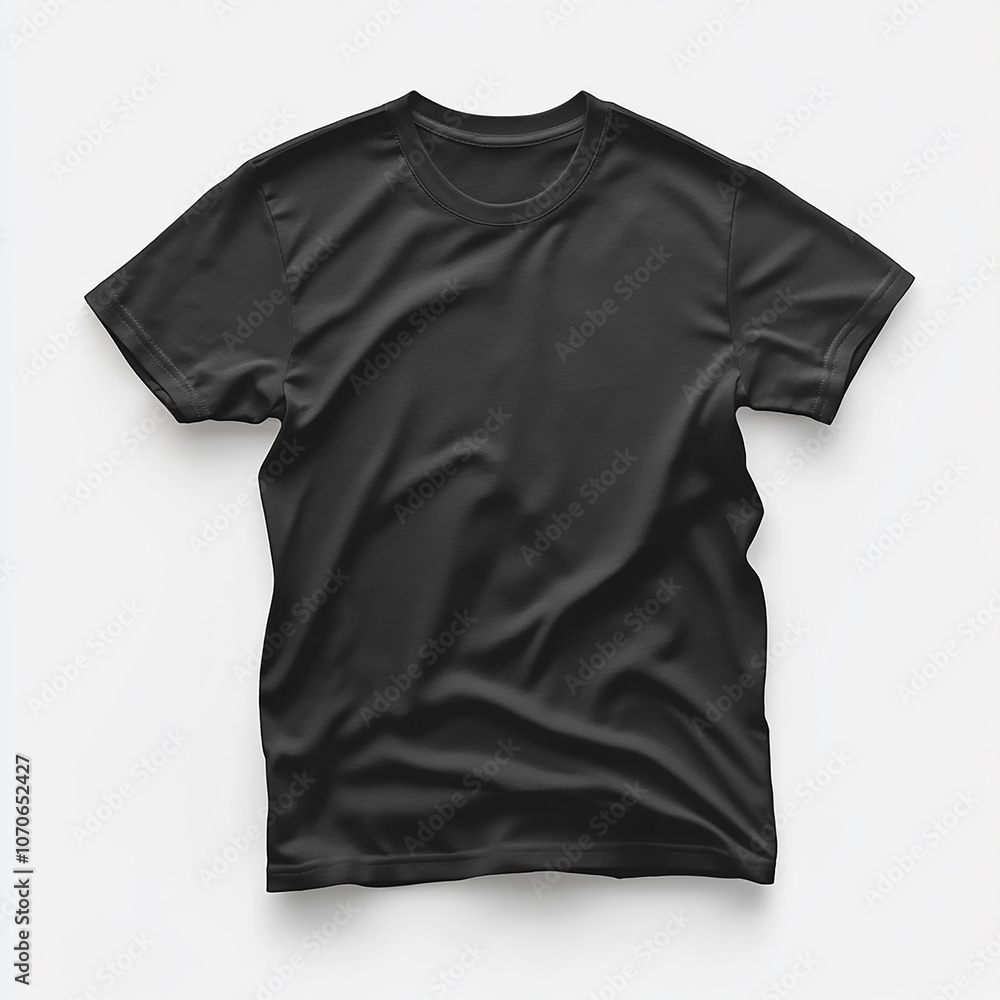 Black T-shirt mockup design on white background. Black T-shirt mockup design on white background.