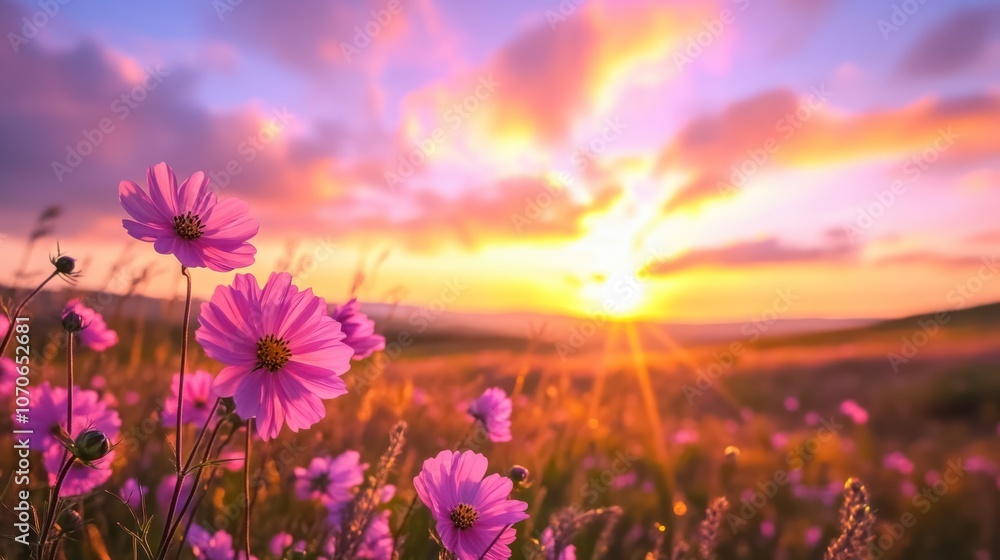 Pink Flowers Sunset Pink Flowers Sunset