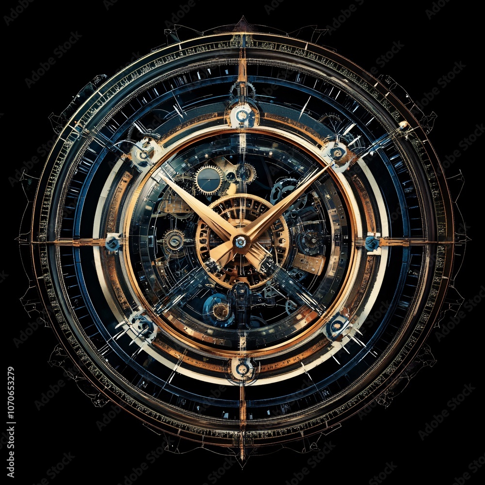 Fototapeta premium Intricate Steampunk Clock Mechanism with Modern Design