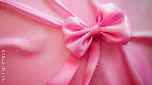 Elegant Pink Bow on a Pink Background with Soft Lighting