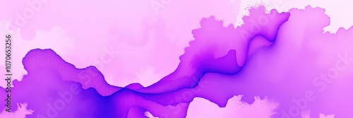 Purple and pink watercolor paint swirls across a white background