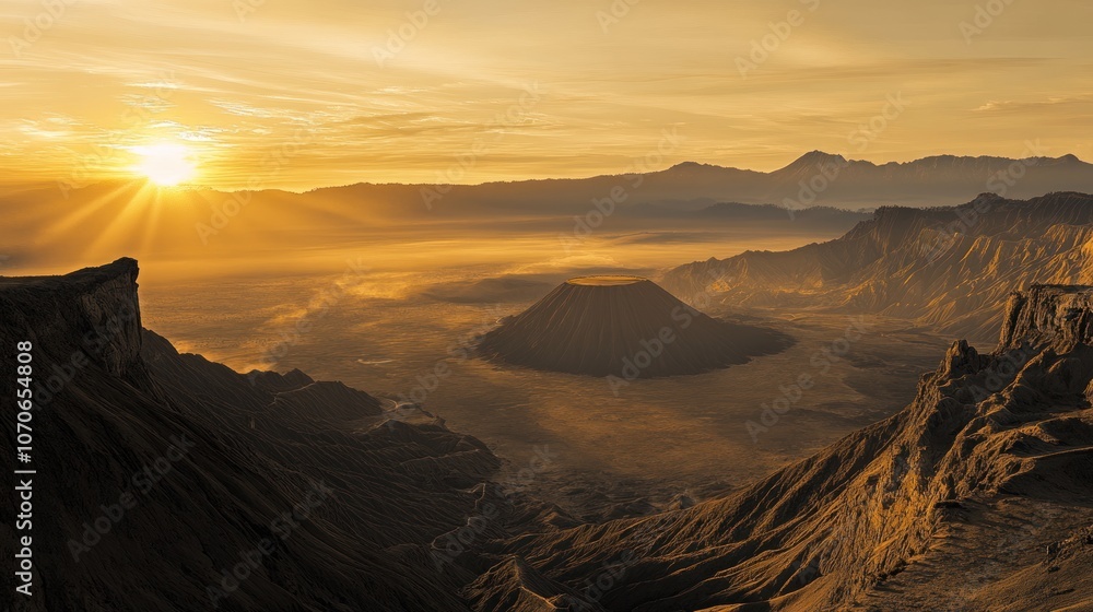 Fototapeta premium Sunrise Over Volcanic Landscape