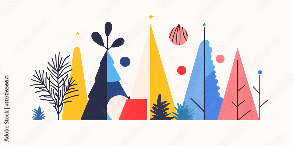 Minimal Holiday Tree: Tree with geometric shapes, minimalist design.
Minimal Holiday Tree: Tree with geometric shapes, minimalist design.