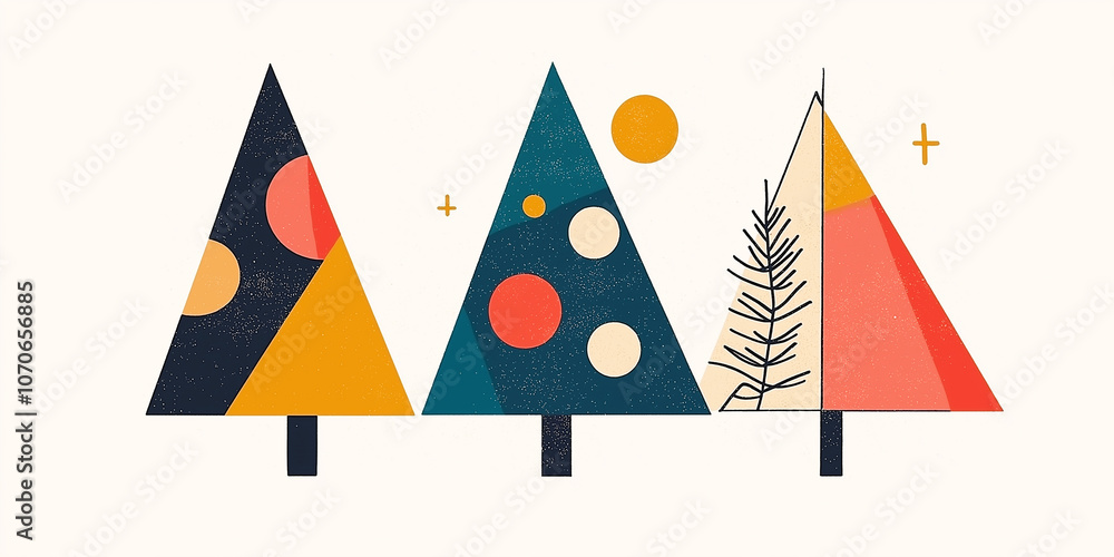 Geometric Tree Illustration: Minimalist Christmas tree, bold ornament design.
Geometric Tree Illustration: Minimalist Christmas tree, bold ornament design.
