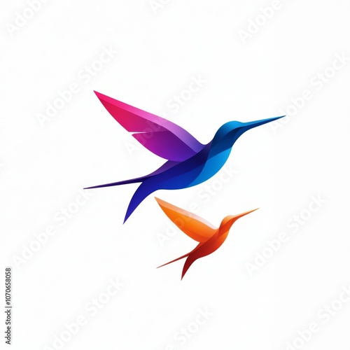 Vibrant Hummingbird Logo Design Concept: Modern Gradient Illustration in Minimalist Style Reflecting Freedom and Creativity