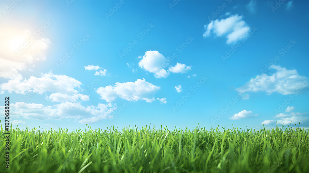 A bright blue sky above a lush green field, symbolizing creativity and freedom. Ideal for design and travel themes. A bright blue sky above a lush green field, symbolizing creativity and freedom. Ideal for design and travel themes.