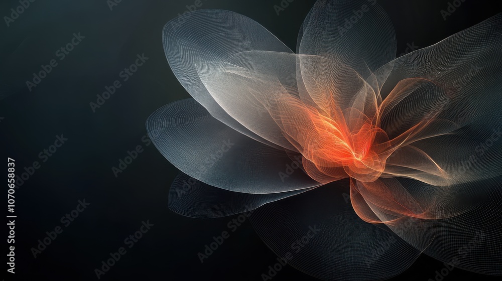 Fototapeta premium Abstract petal-like translucent layers in warm hues, Ai Generation