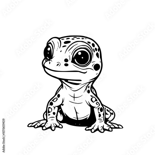 Cute Baby Leopard Gecko Vector Illustration