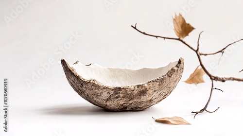 Rustic Ceramic Bowl: Embracing Wabi-Sabi Aesthetics photo