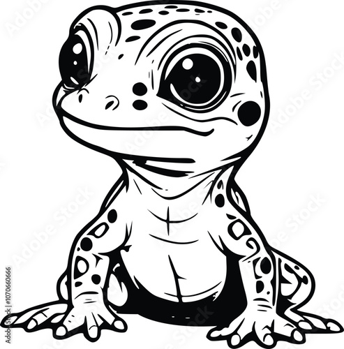 Cute Baby Leopard Gecko Vector Illustration