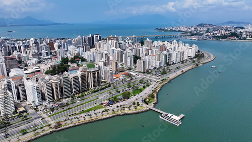 Florianopolis Skyline At Florianopolis In Santa Catarina Brazil. City Scene. Traffic Downtown. Cityscape Landscape. Florianopolis Skyline At Florianopolis In Santa Catarina Brazil. Landmark Buildings. photo