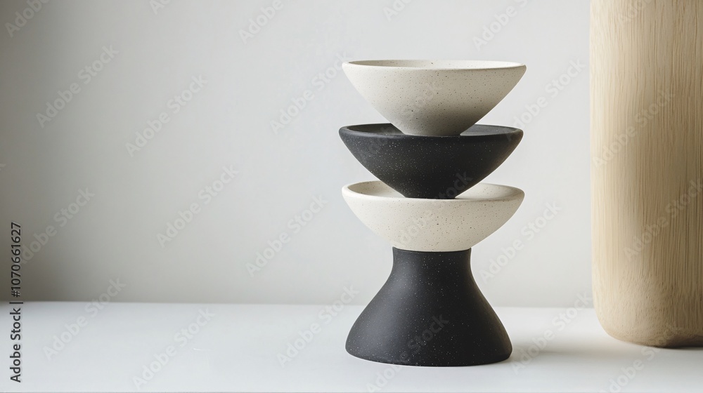 Stacked Ceramic Bowls: A Monochrome Masterpiece in Modern Design Stacked Ceramic Bowls: A Monochrome Masterpiece in Modern Design